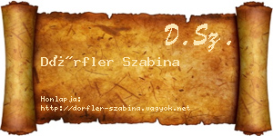 Dörfler Szabina névjegykártya